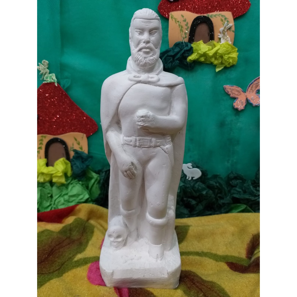 ESCULTURA ORIXA EXU TRANCA RUA DAS ALMAS EM GESSO CRU 24 CM
