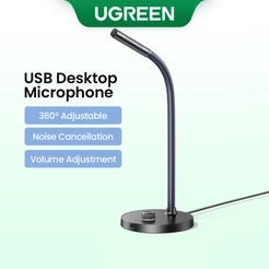 Microfone De Mesa USB UGREEN Computador Desktop 60dB Redução De Ruído Ao Vivo Jogo Online Reunião De Classe Gravação De
