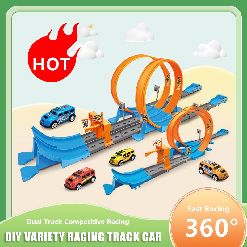 Pista de carrinho hot wheels set Duplo Looping Brinquedo Tipo Hotwheels Pista Infantil Com Carrinho Fricção hot wheels city