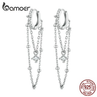 Bamoer 925 Clipes De Orelha De Prata Tassel Moda Para Mulheres