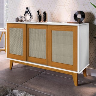Aparador Buffet Detroit 3 Portas com Pés em Madeira Maciça em Oferta na Shopee