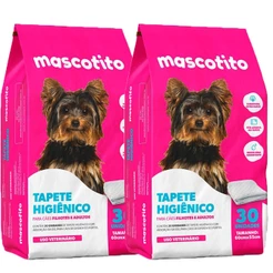 Kit 2 Tapetes Higiênicos Mascotito 60x55cm C/30 Unidades Cada