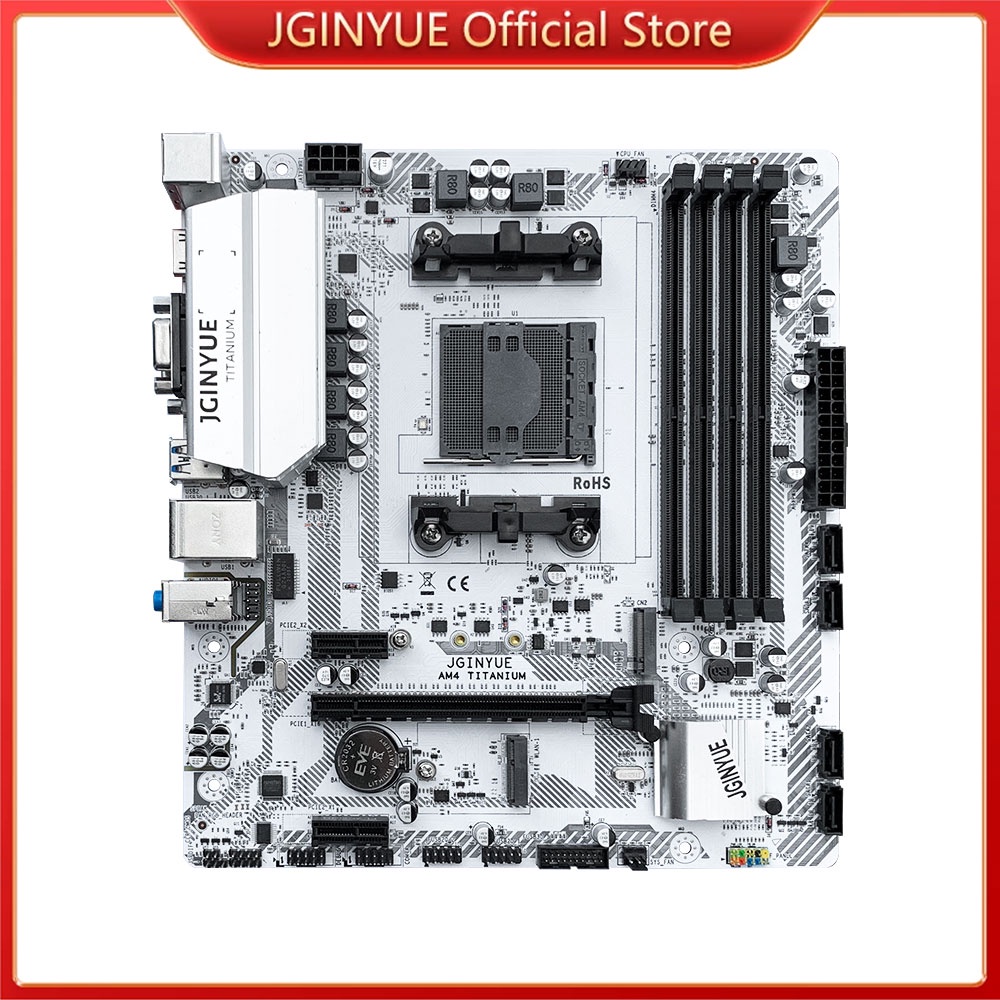 100 % Placa-Mãe Original JGINYUE AM4 Suporta AMD 1331 Ryzen R3 R5 R7 1a . 2a Série Processadores DDR4 RAM Desktop PC B350