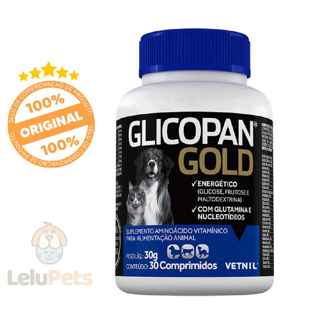 Suplemento Vitaminico Glicopan Gold Vetnil 30Comp. em Oferta na Shopee