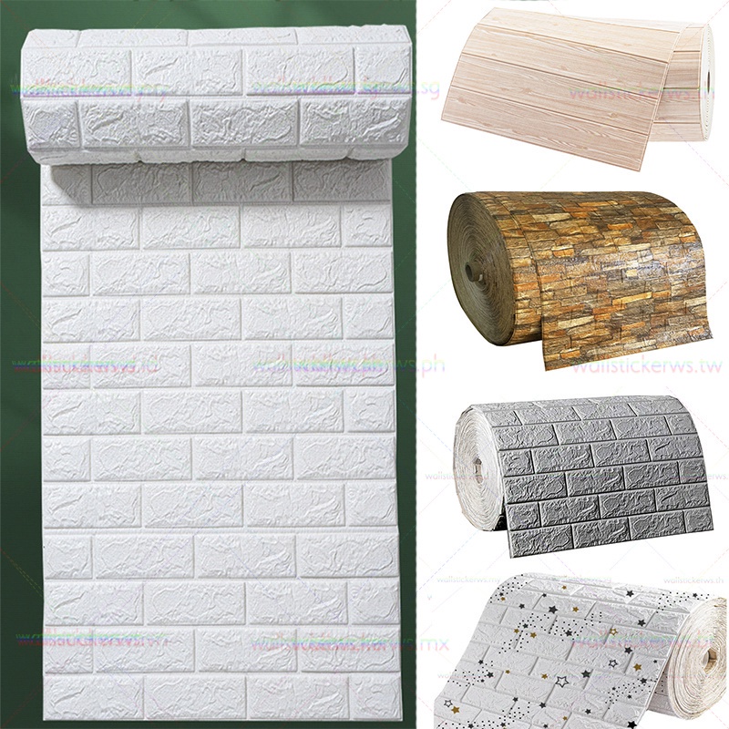 Papel De Parede 3D Tijolos 3D De 70x100cm Autocolante De Espuma À Prova D'água Auto-Adesivo Para Decoração Quarto