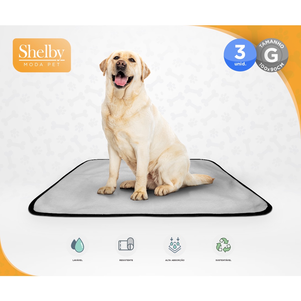Kit 3 Tapetes Higiênicos Lavável Cães Cachorro Grande 100x90