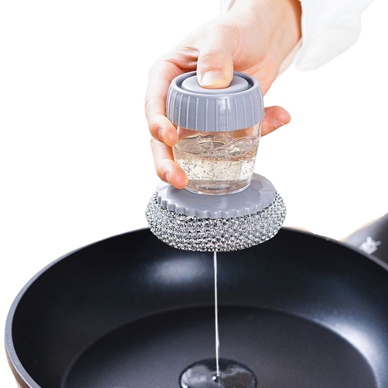 Escova Limpeza Dispenser Esponja Aço Porta Detergente Sabão Limpeza Panela Louça Fogão Cozinha Multiuso
