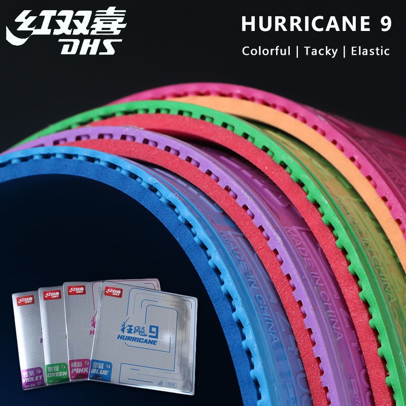 DHS Hurricane 9 Borracha De Tênis De Mesa Colorida Original Ping Pong Pegajosa Esponja Dura Elástica