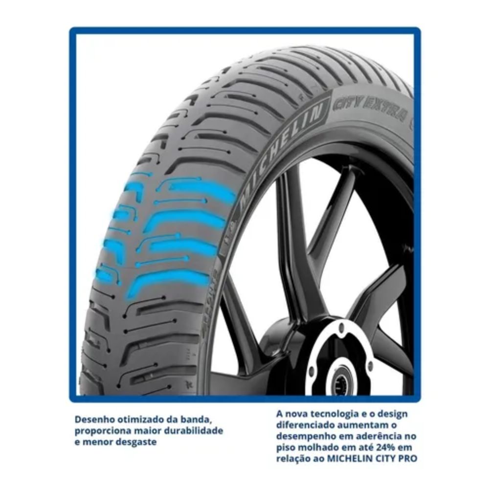 Par Pneu Michelin City Extra 80/100-18 + 90/90-18 Sem Câmara
