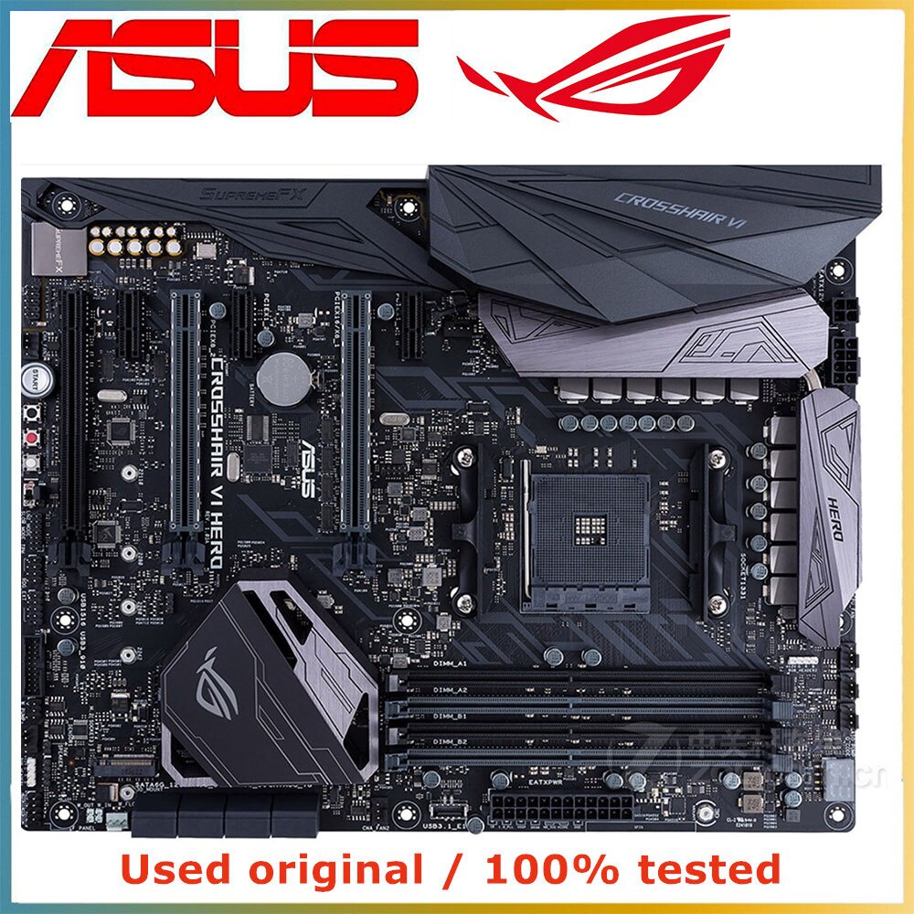 【 】 Para AMD X370 AM4 CPU Ryzen ASUS ROG CROSSHAIR VI HERO Placa-Mãe AM4 DDR4 Principal De Mesa Usada