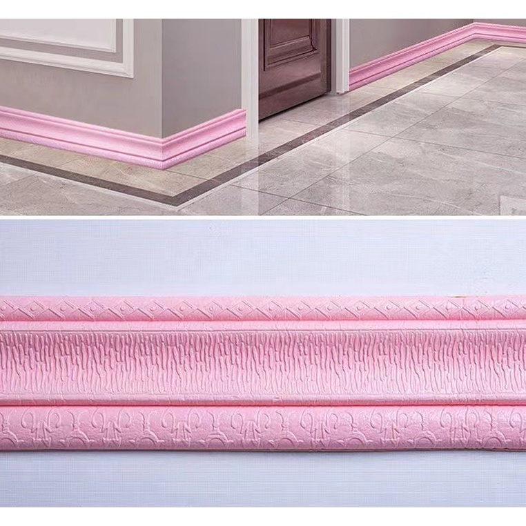 Linha De Canto Em Relevo Cintura Espuma 3D De Parede Autoadesivo À Prova D'água 2,3m De Fita Decoração De Borda