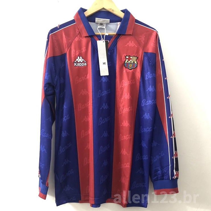 96 97 Camiseta De Time Retro 96 Barcelona Manga Curta/Longa Clássica Camisa De Futebol Masculina