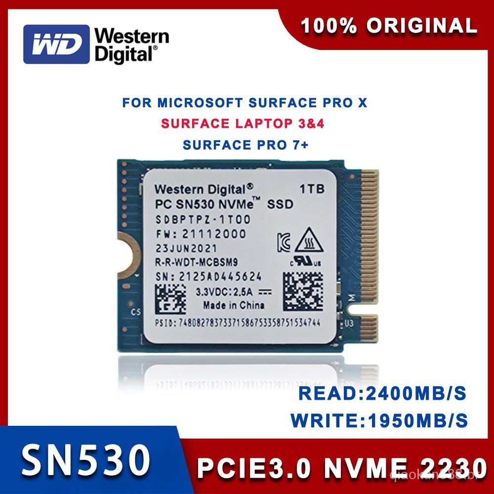 Western digital wd sn530 m 2 2230 ssd 1tb 512gb 256gb nvme pcie gen3