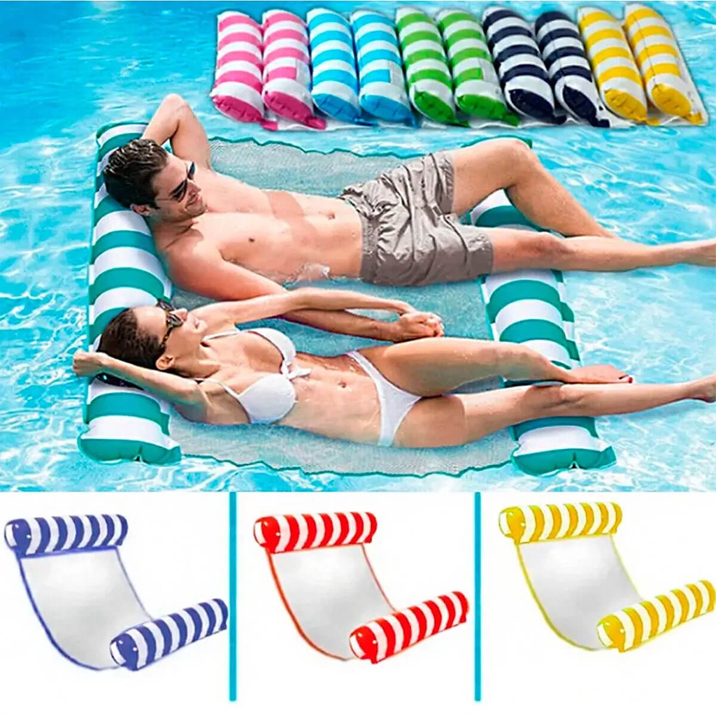 Rede Bóia Flutuante Piscina Cama Inflável Colchão Reclinável