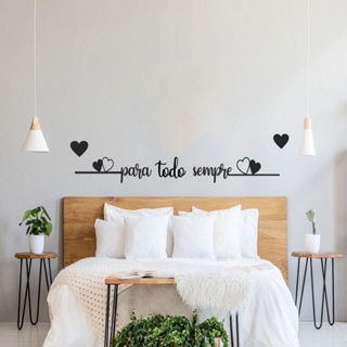 Frase de Parede Para Todo Sempre Dois Corações para Quarto Cama Cabeceira MDF Decoração + 2 aplique coração em Oferta na Shopee