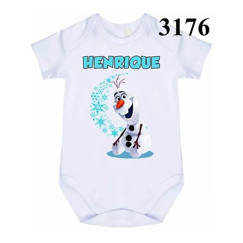 Body Bebê Personalizado Olaf Frozen Com Nome Do Bebê C-3176
