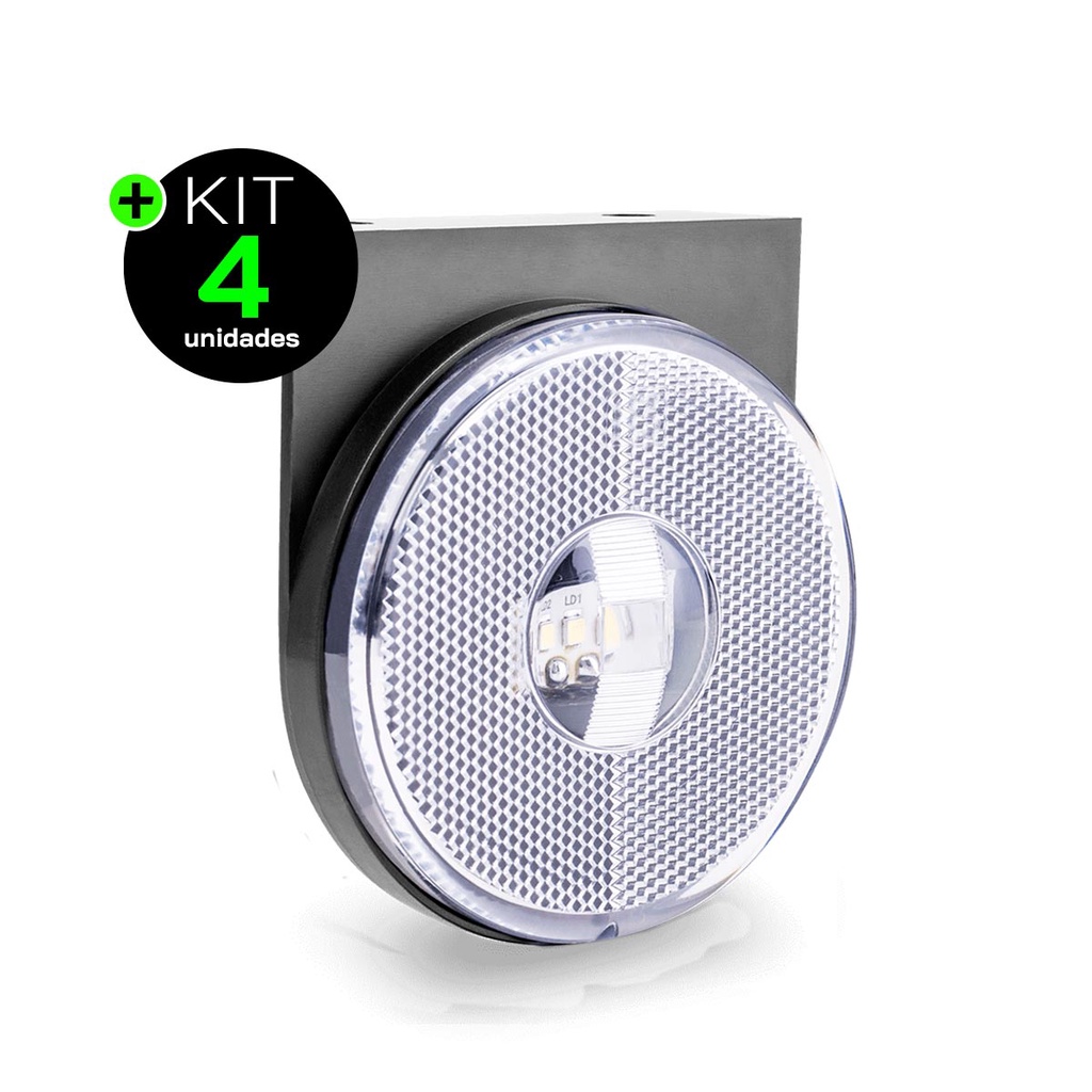 Kit 4 Lanternas Lateral Carreta LED Cristal 85mm com Suporte com Fio 12V 24V em Oferta na Shopee