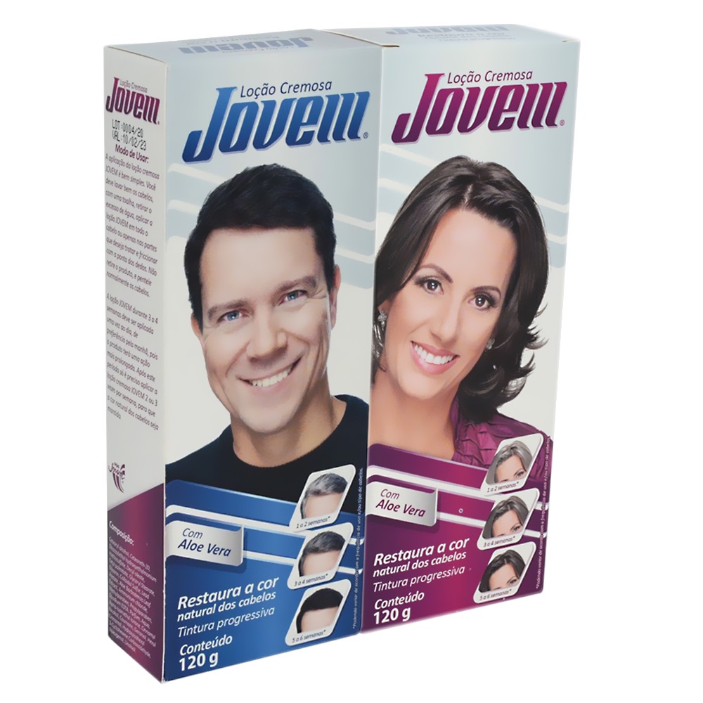 Kit Com 2 Loção Jovem Cremoso 120g Escurecedora De Cabelo Com Aloe Vera