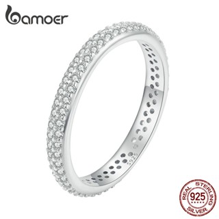 Prata Bamoer 925 Simples Zircônia Básica Anel Fashion Joalheria Para Casais