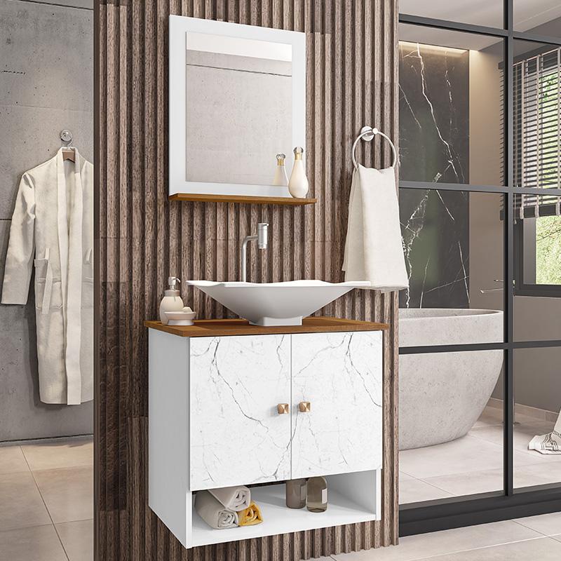 Gabinete Arm Banheiro Deli 2 Portas com Cuba Concava Branca - Home & Living