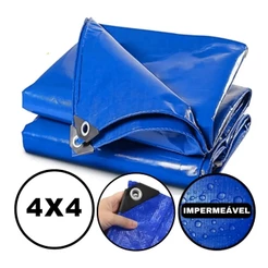 Lona Plastica Cobertura Impermeavel Azul 4x4 reforcada anti uv