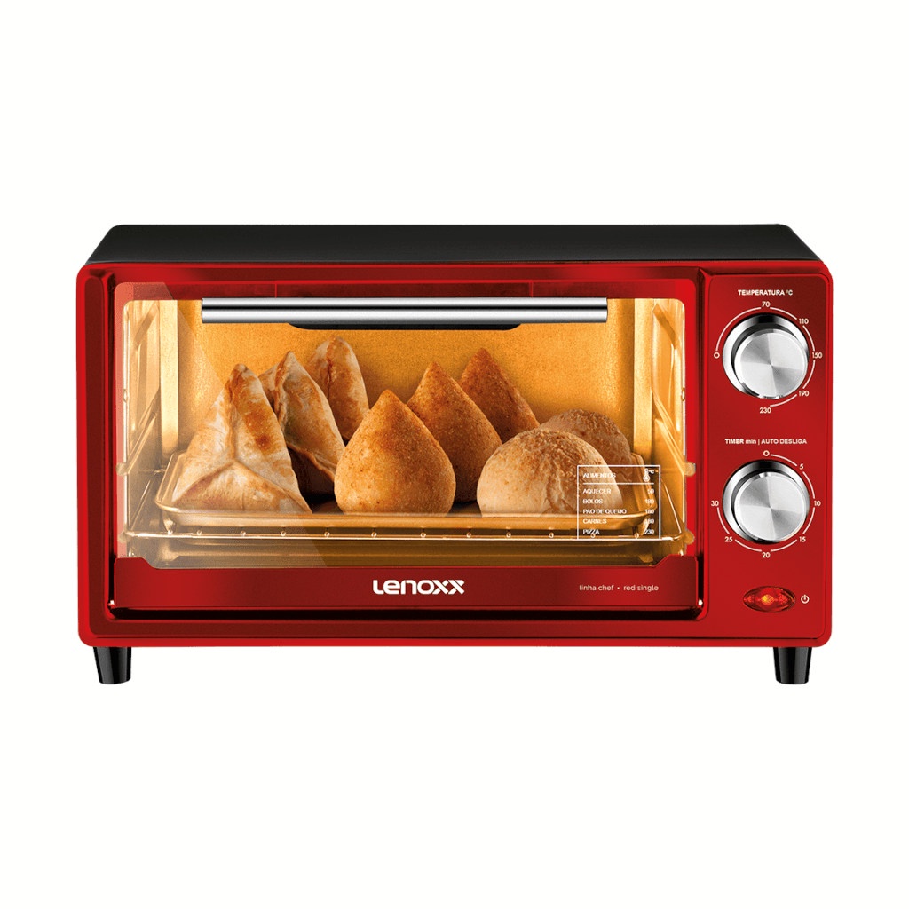 Forno Elétrico Portátil de Bancada Vermelho Red Single PFO307 9 Litros 127V Lenoxx