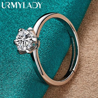 URMYLADY 925 Prata Esterlina Redonda Zircon 7-10 # Anel De Noivado Para Mulheres Festa Moda Joias