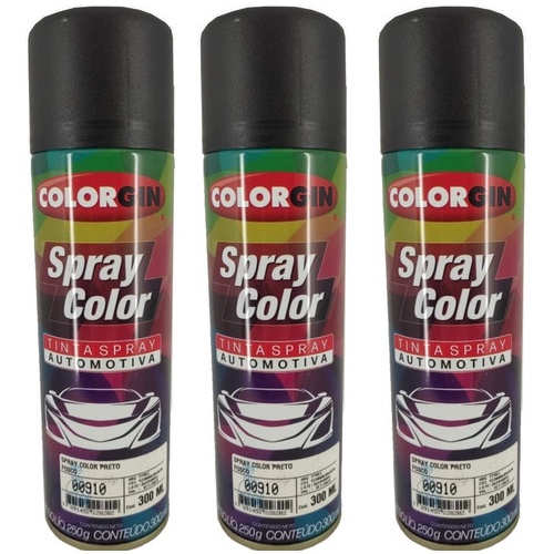 3 Tinta Spray Automotivo Preto Fosco Color Colorgin 300ml em Oferta na Shopee