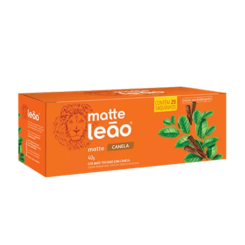 Chá Matte sabor Canela 25 sachês de 1,6g - Chá Leão em Oferta na Shopee