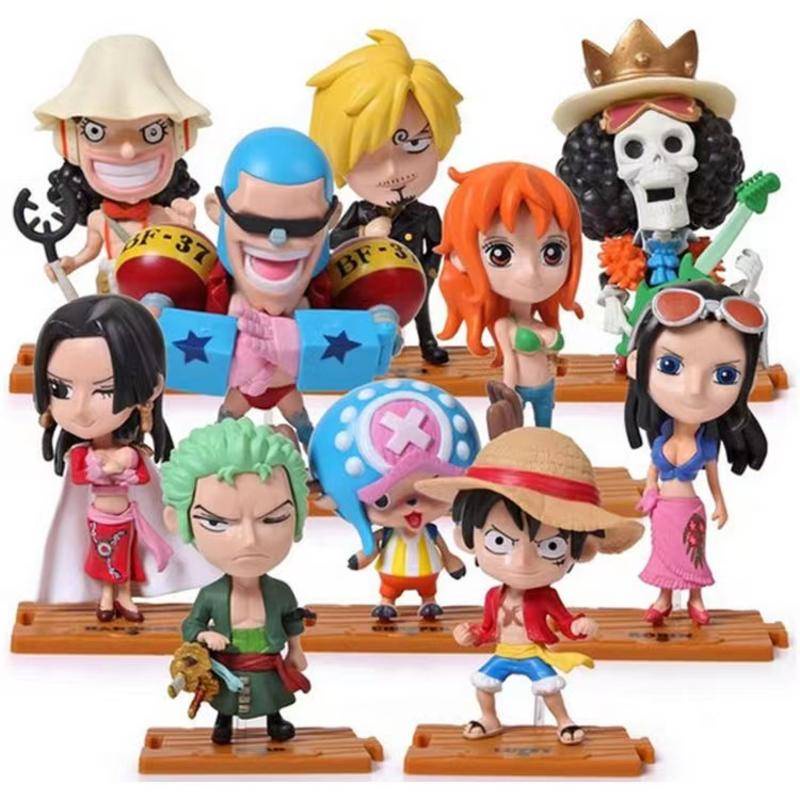 10pcs/kit Anime Figure One Piece 10CM Boneca Luffy Sauron Chopper Nami ...