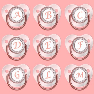 Promoção/Ouro Rosa Transparente Carta Dourada Pacifier Baby Diamond Mordedor Calmante Boca De Brinquedo Com Tampa