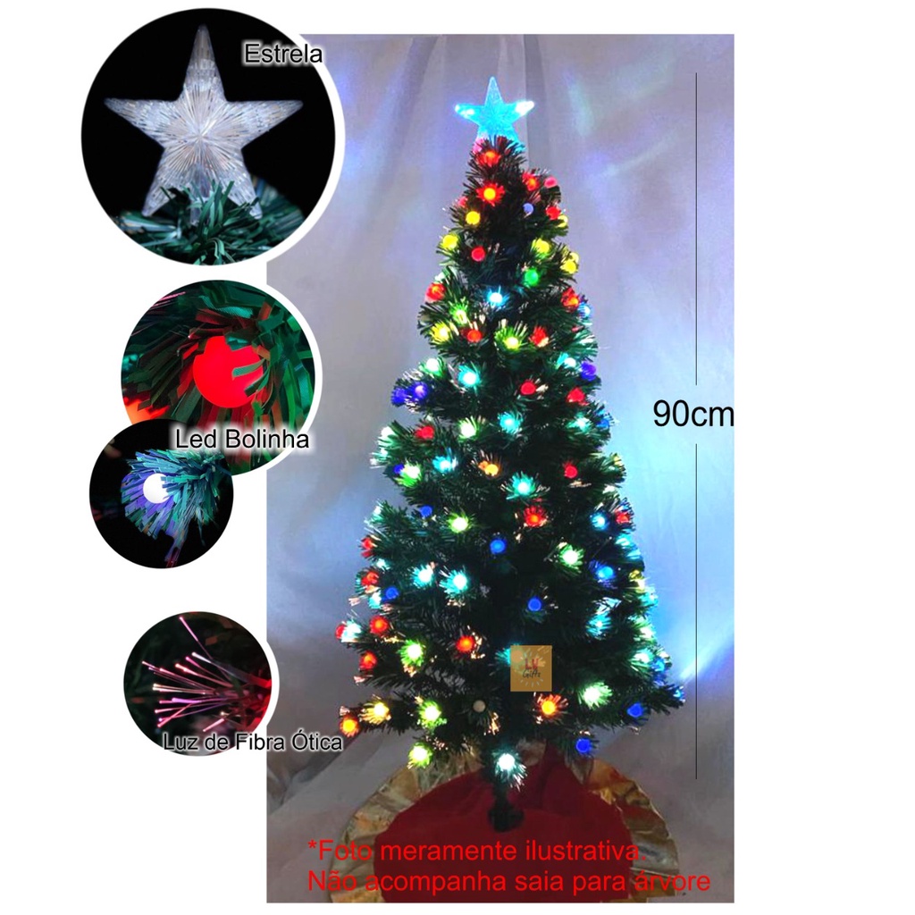 Árvore Natal Fibra Ótica 90cm Bivolt Bolinhas Led Ponteira | Shopee Brasil