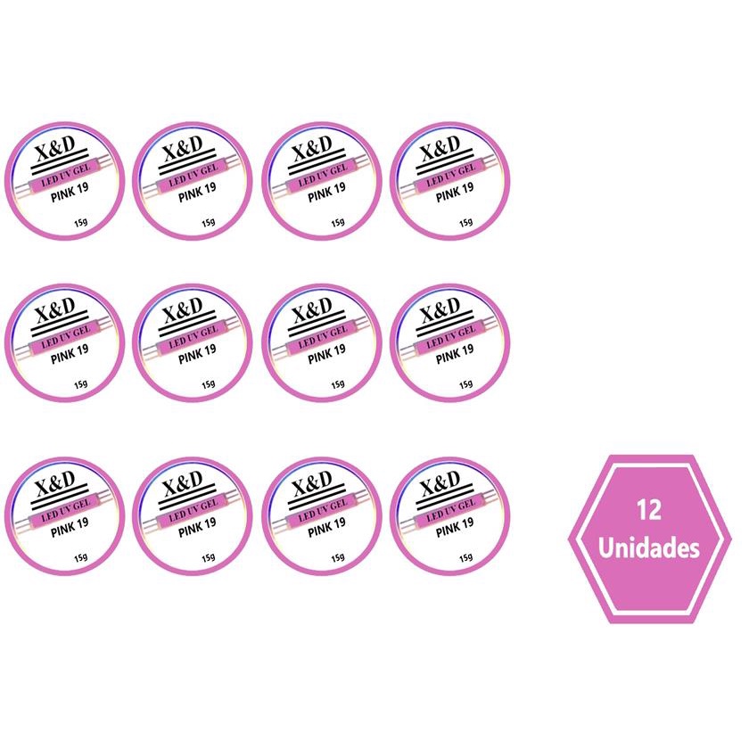 Gel Alongamento Unha Xd 15gr Led Uv X&d Original Kit com 12 Adequado para Aplicar em Unhas De Fibra