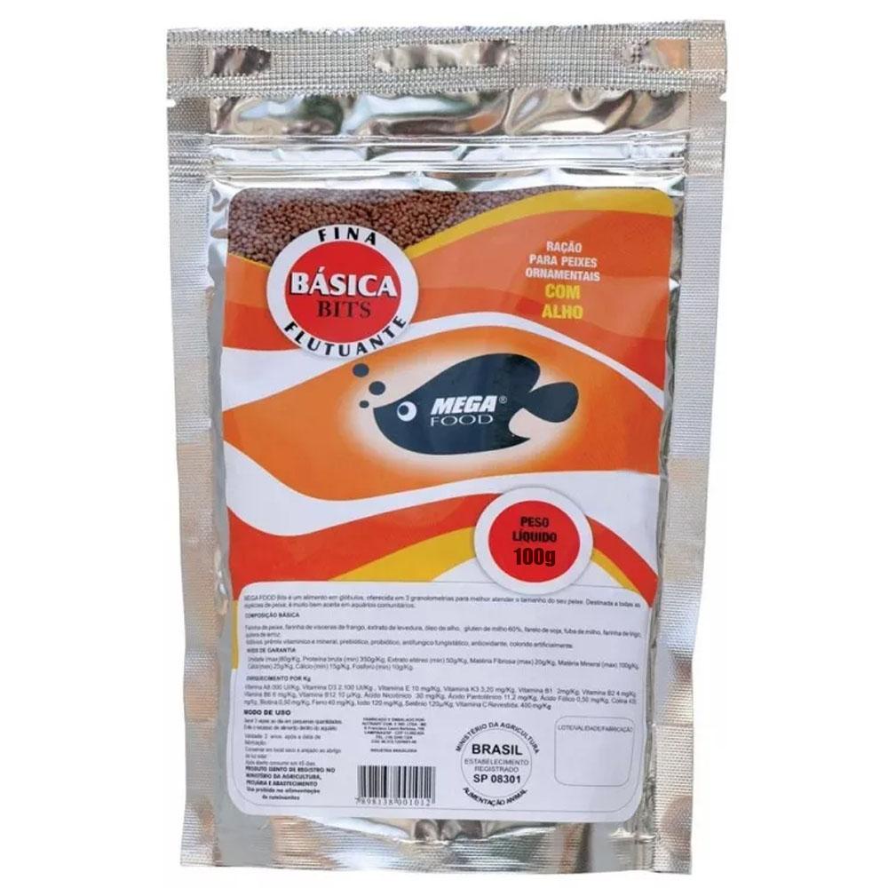 Ração Mega Food Basica Bits Alho Fina 100g Bolinhas Flutuante