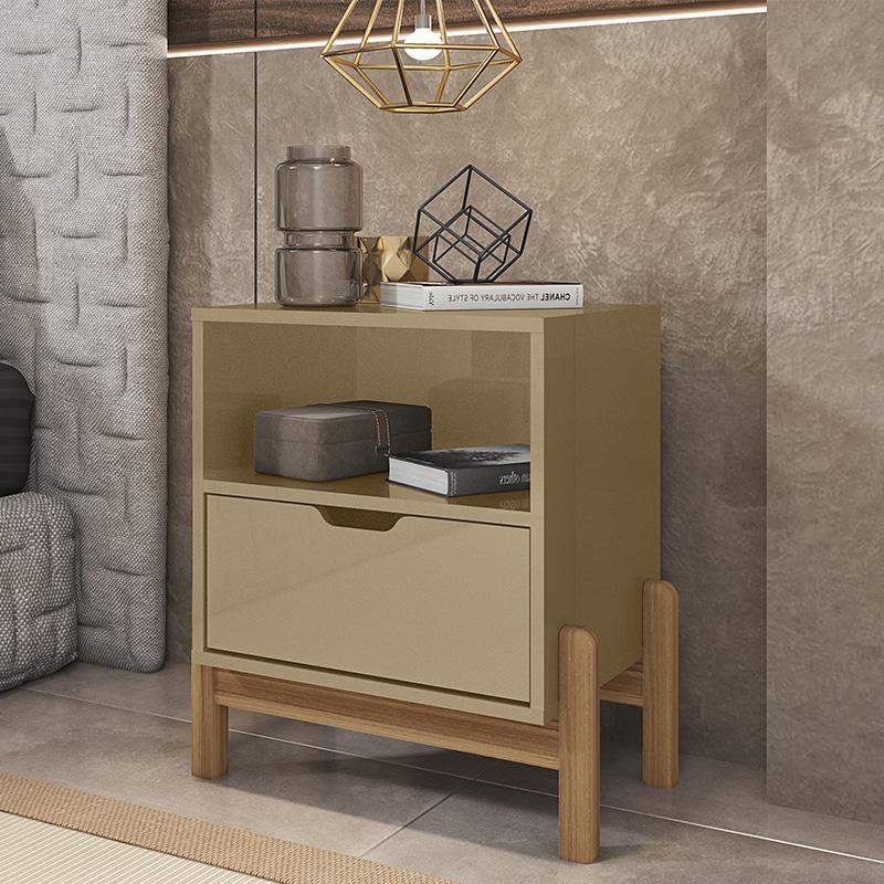 Mesa de Cabeceira Quarto Antares 1 Gaveta Pés Madeira Maciça em Oferta na Shopee
