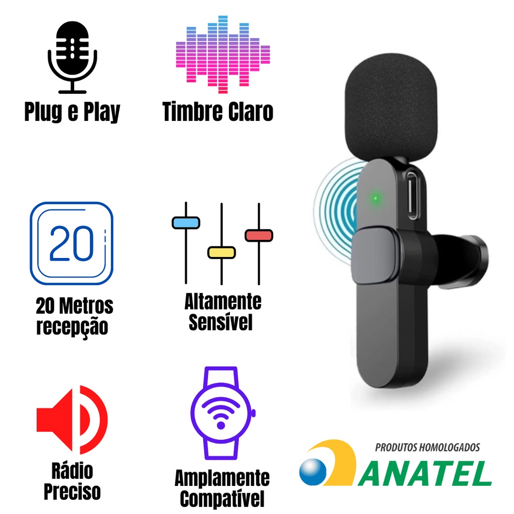 Conjunto de microfones de lapela de transmissão de microfone de lapela sem fio gravação de vídeo microfone portátil