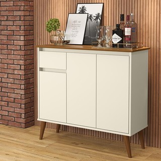 Aparador Buffet Veneza EJ 1 Gaveta 3 Portas Pés em Madeira em Oferta na Shopee
