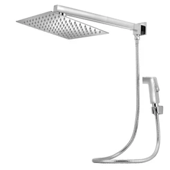 Ducha Chuveiro Quadrado 30x30 Slim Inox Completo C/Desviador