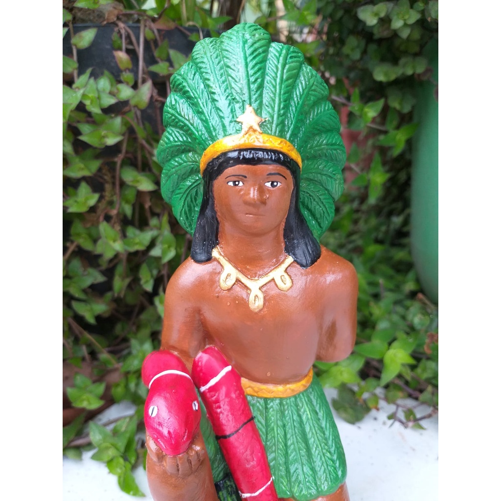 ESTÁTUA CABOCLO ARARIBÓIA ESCULTURA EM GESSO 22CM