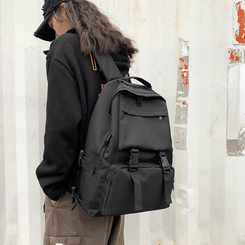 Mochila preta unissex oxford, à prova estilo simples, bolsa escolar, nova moda, estilosa, bolsa