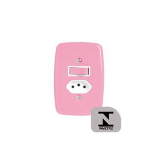Interruptor 1 Tecla Simples + Tomada 10A rosa Ideale Pluzie