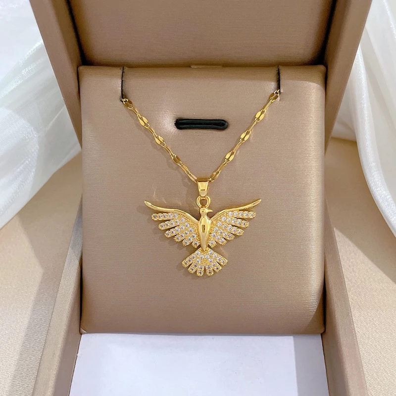 Colar De Aço Titânio Phoenix Spread Wings Banquete De Luxo Leve Casamento Influenciador Feminino De Cadeia De Clavícula — imagem 1