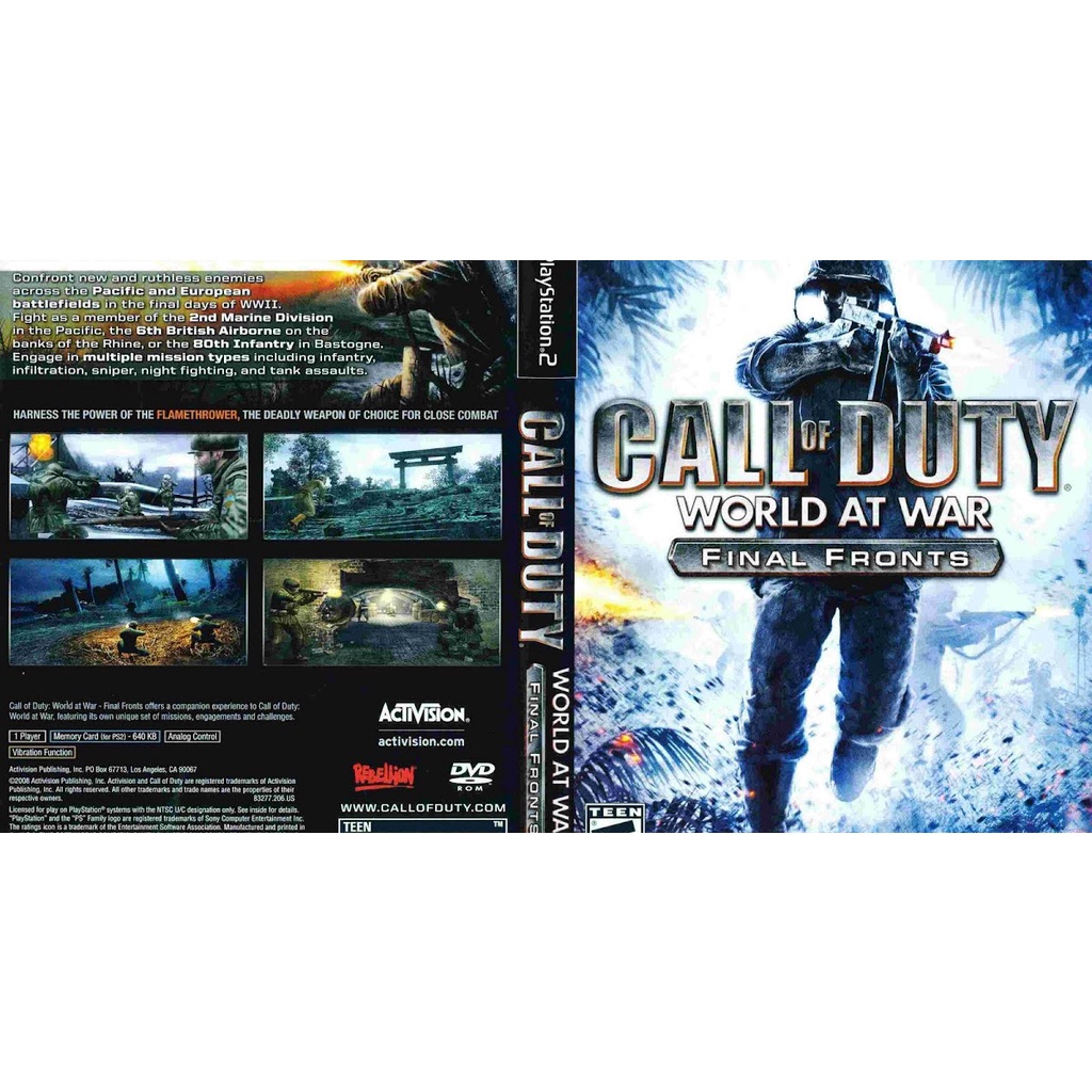 Jogo Call of Duty World at War Final Fronts ps2