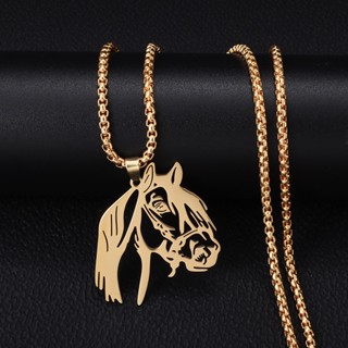 Moda Colar De Cabeça De Cavalo Oco De Aço Inoxidável Dourado E Prata Para Mulheres Personalizado Com Um Centro Presentes De Jóias