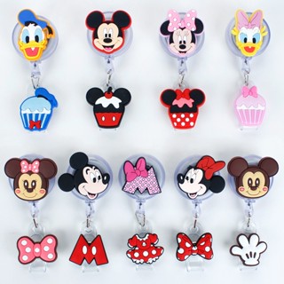 Desenho Animado Disney Minnie Daisy Identificação De Enfermeira Fácil Botão De Puxar Nome Do Estudante Cartão Telescópico Fivela