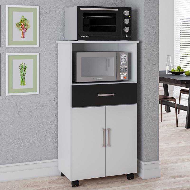 Balcão Ipê Cozinha 2 Portas e 1 Gaveta Rodízios em Oferta na Shopee