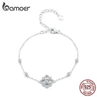 Bamoer Prata 925 Luxo Pulseira De Flor Moissanite Moda Para Mulheres E Estudantes