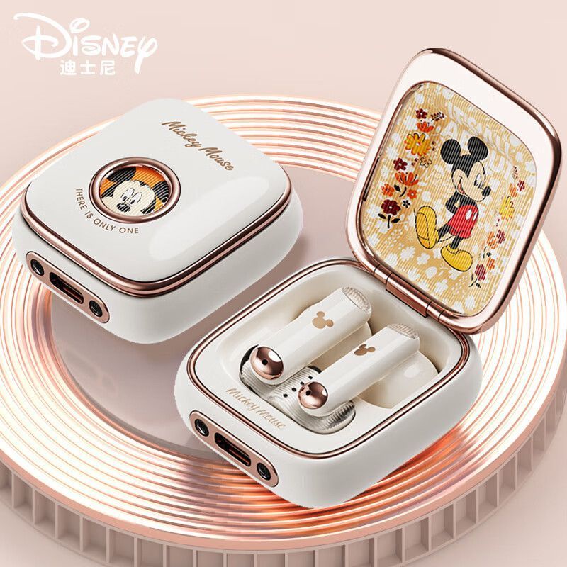 Disney Rosa Mini Fones Fone De Ouvido Ouvidos Sem Fio Bluetooth Sem Fio Jogos Earphone com Microfone Gamer Original Mickey Mouse Rosa TWS Para Celular Android