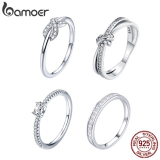 Anel Bamoer 925 Prata Transparente Zircônia Cúbica Anéis De Noivado Para Mulheres Jóias De Casamento SCR494