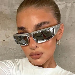 Y2K Óculos De Sol Para Ciclismo Esportivo Steampunk Mulher Punk Goggle Designer Marca Homens Silver Mirror Shades Moda Eyewear